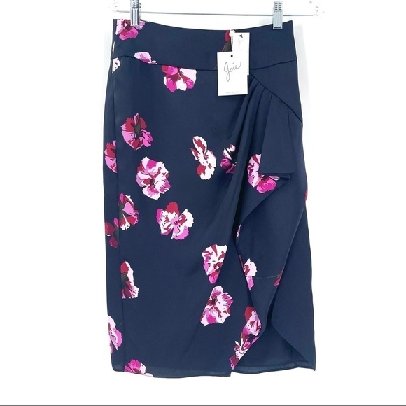JOIE Alphina Front-Drape Floral-Print Knee-Length Skirt NWT - Picture 3 of 9
